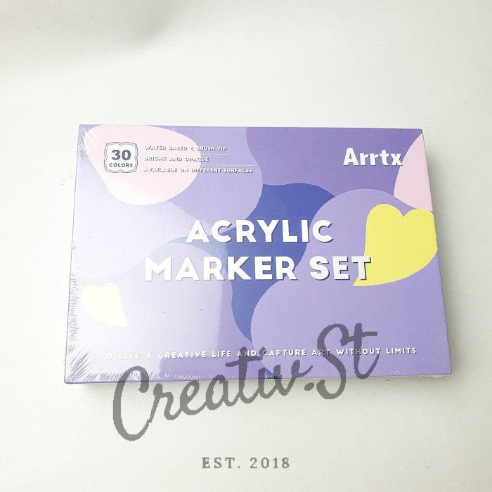 

Arrtx Acrylic Paint Markers Set 30 Colors Spidol Warna Permanen - 30W Pastel Set
