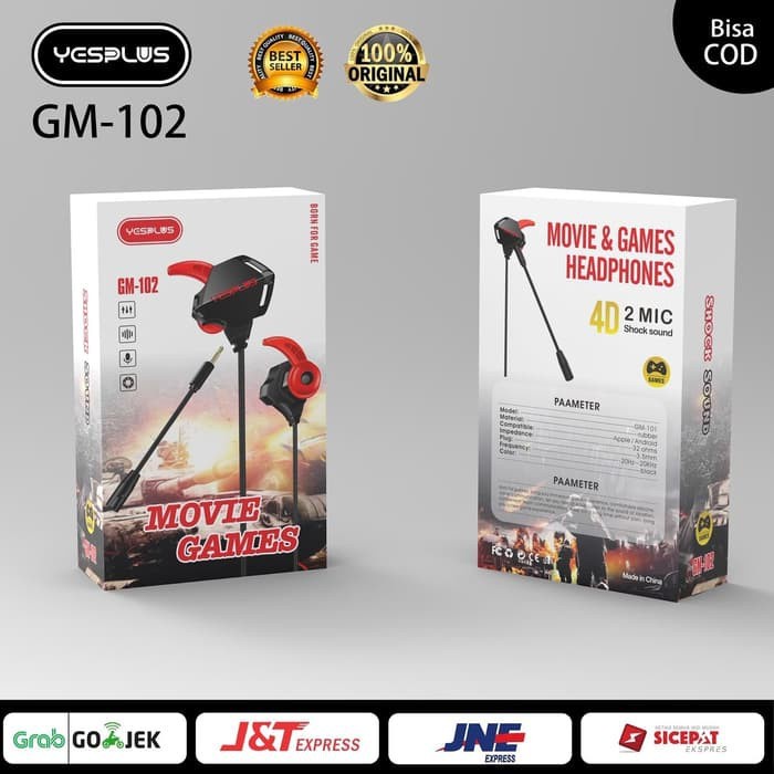 [ HOKISHOPACC ] GAMING HEADSET 4D DOUBLE MIC DUAL SPEAKER WITH VIBRATION - GM-102 ORIGINAL