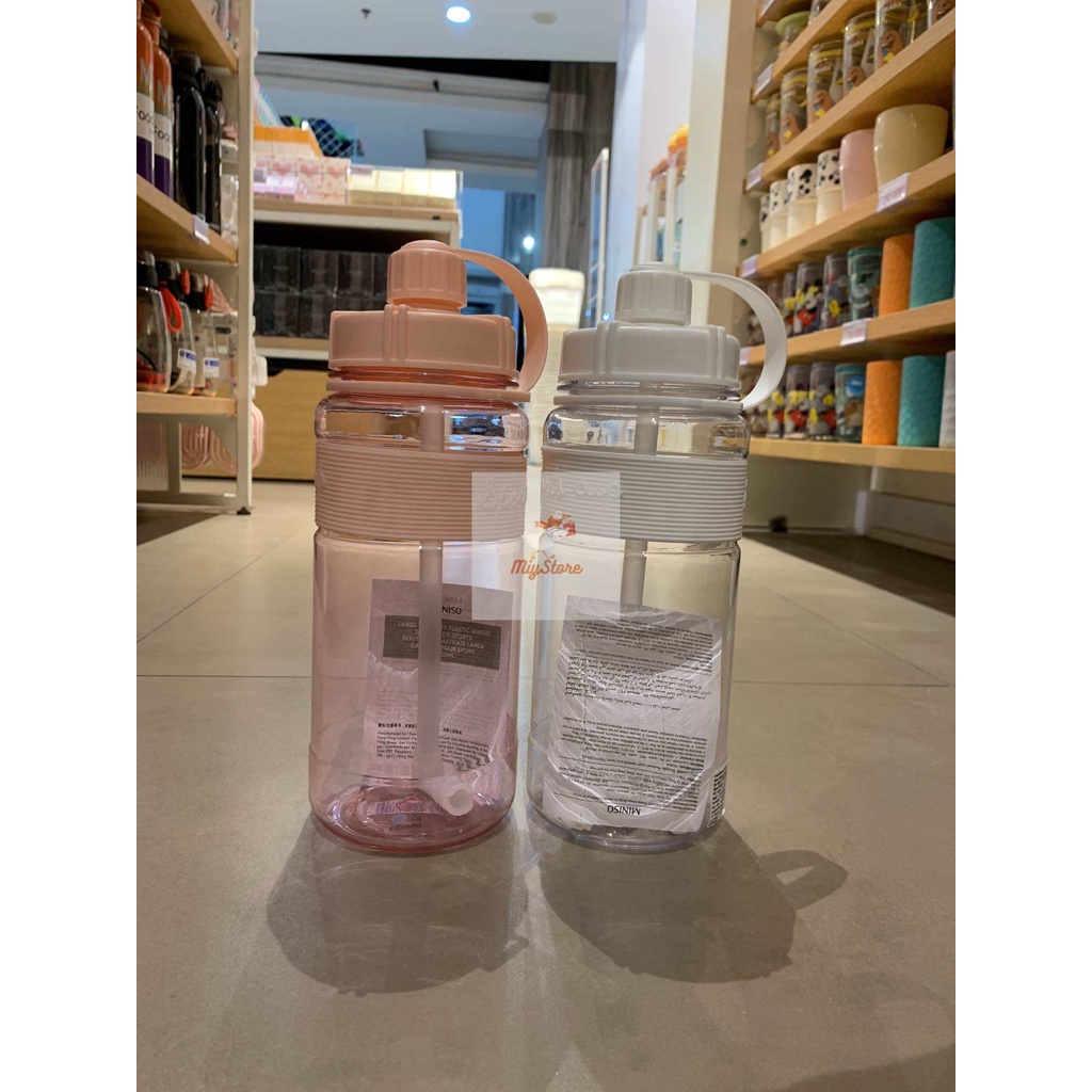 MINISO Botol Minum 1000ml Botol Minum Air Olahraga Dengan Sedotan 1L Sports Water Bottle 1 Liter Por