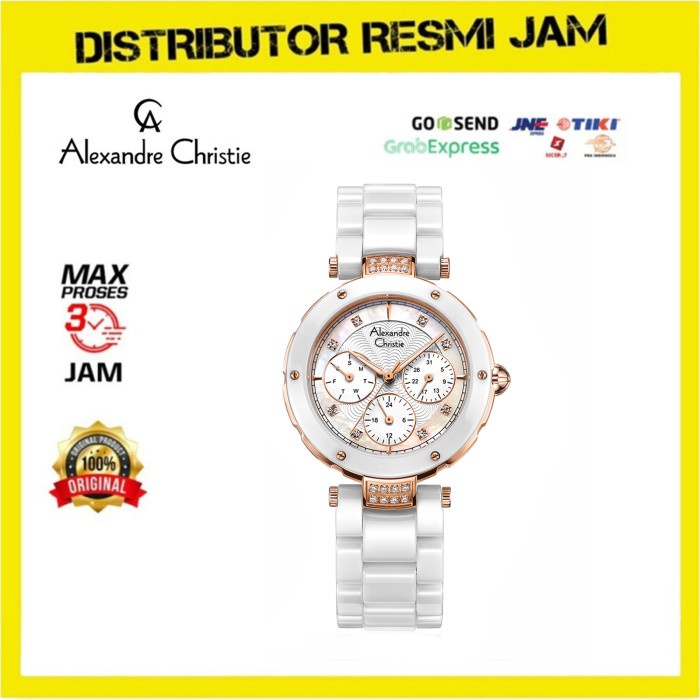 Jam Tangan Wanita Alexandre Christie AC2439BFB AC 2439 BFB White Gold