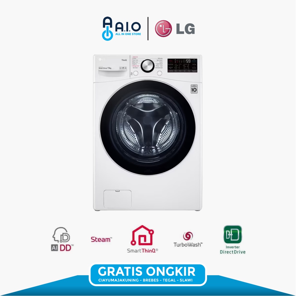 LG MESIN CUCI FRONT LOADING 15 KG F2515STGW