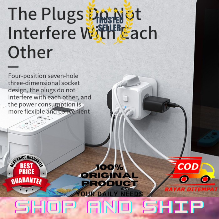 kubus Stop kontak kabel Colokan listrik Colokan 3 lubang Colokan - 7 in 1