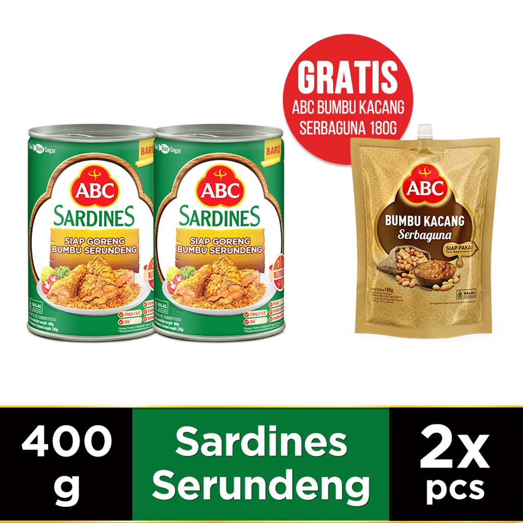 

ABC Sarden Bumbu Serundeng 400g Buy 2 Free ABC Bumbu Kacang Serbaguna 180g