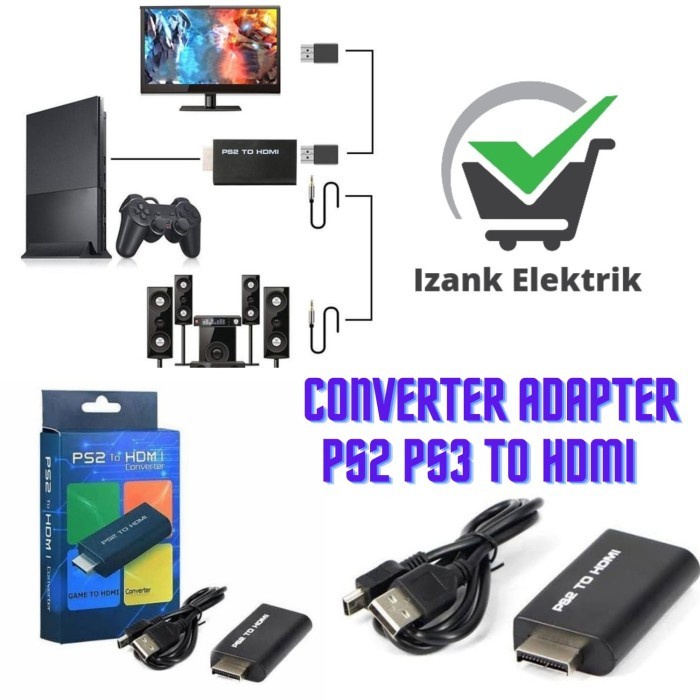 PS2 To HDMI Adaptor Converter PS1 PS2 PS3 Resolusi HD 720 1080P CONVERTER PS2 TO HDMI / GAME PLAYSTA