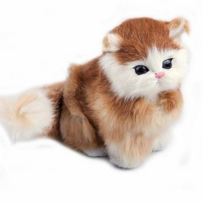 Boneka Kucing Simulasi 3D mirip seperti Kucing Asli Bersuara Meong