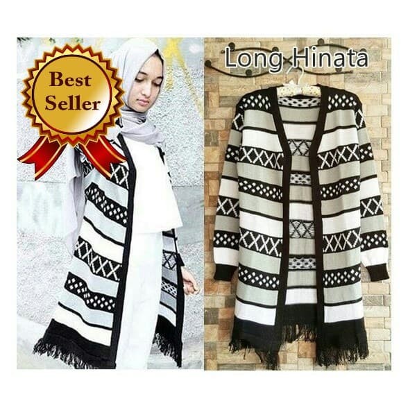 ✨LARIS✨-LONG HINATA CARDIGAN / BAJU RAJUT WANITA/ JAKET ATASAN WANITA BERHIJAB - LONG