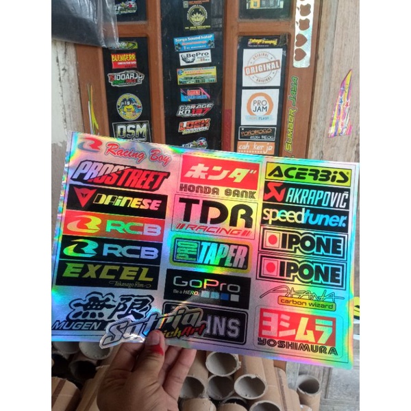 Stiker Pack Sponsor Racing Bahan Hologram Pelangi