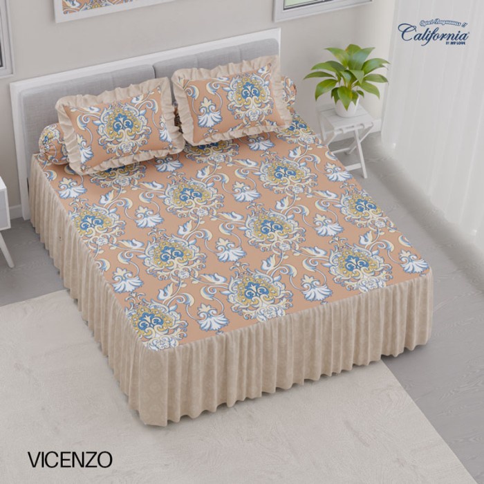 Sprei Seprei CALIFORNIA King Rumbai Ukuran 180x200 Motif Vicenzo