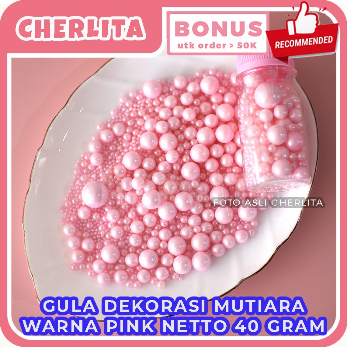 

New Produk Edible Sprinkle Sugar Pearl Mutiara Hiasan Kue Ulang Tahun Tart Pink