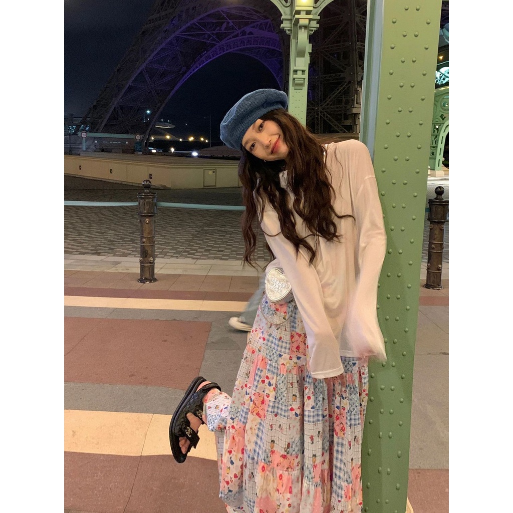 [ COD✅ ] Aroana Alesha Rok Panjang Menengah Motif Kotak-kotak Jepang untuk Wanita 2023 Rok Payung Ay