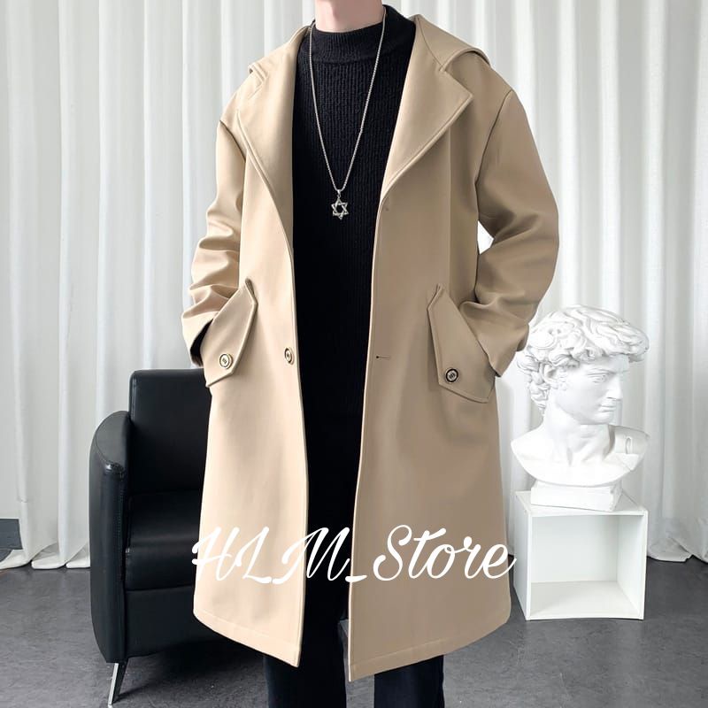 Jaket Jubah pria Panjang Long Coat Musim Dingin Lengan Panjang Jaket Pria korea
