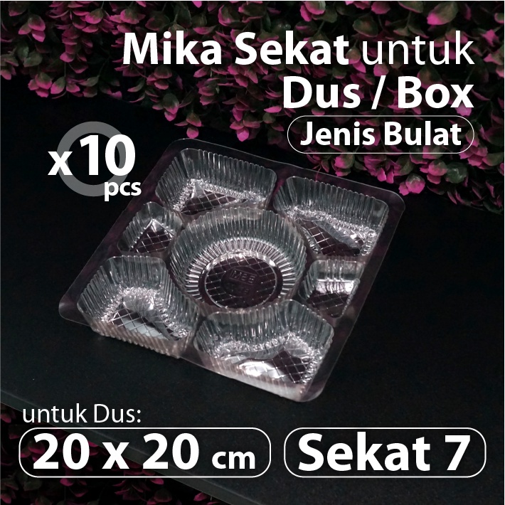 (Depok) Paket 10 pcs - Mika Sekat 7 Bulat Bening 20 x 20 cm - Alas Nasi Kotak