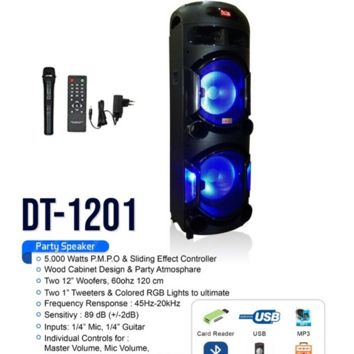 Speaker Portable DAT DT 1201 2 x 12 INCH