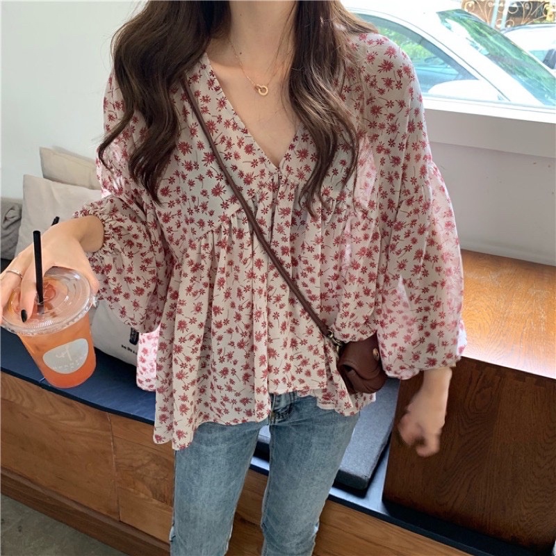 JKFashion - RFS Jeyoon Top / 1081 DAISY Blouse /  Atasan Blouse Wanita Motif Kembang