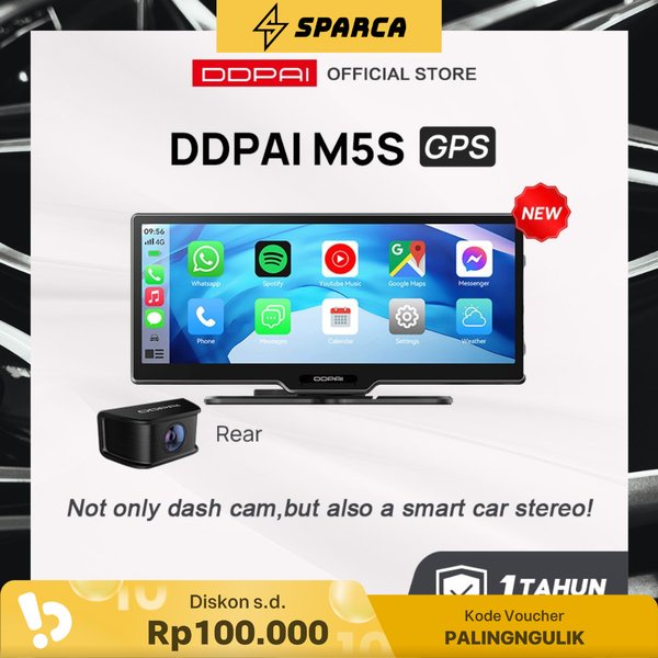 [SPARCA] DDPAI M5S Stereo Mobil DashCam Depan Belakang Head Unit Mobil Pintar - Front+Rear, M5S Only