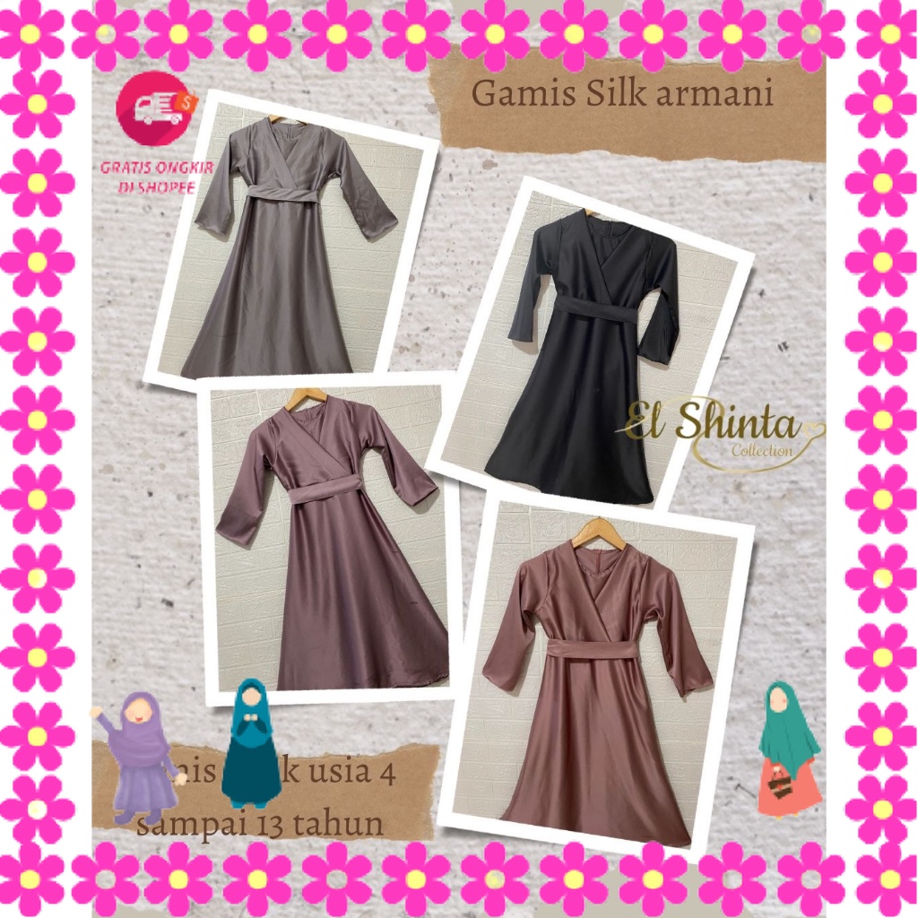 BAJU MUSLIMAH PEREMPUAN MENGAJI PIKNIK KONDANGANLEBARAN/ ElSinta.id Gamis Anak Silk Armani Polos Usi