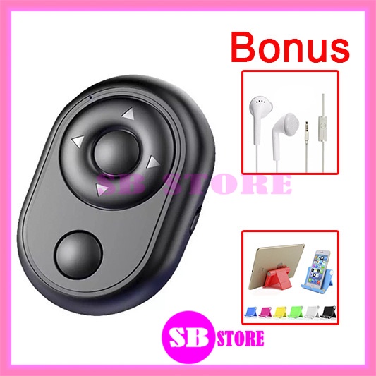 Remote bluetooth kamera hp BR1 bonus Holder hp dan Headset Earphone handsfree Remote Bluetooth Tikto