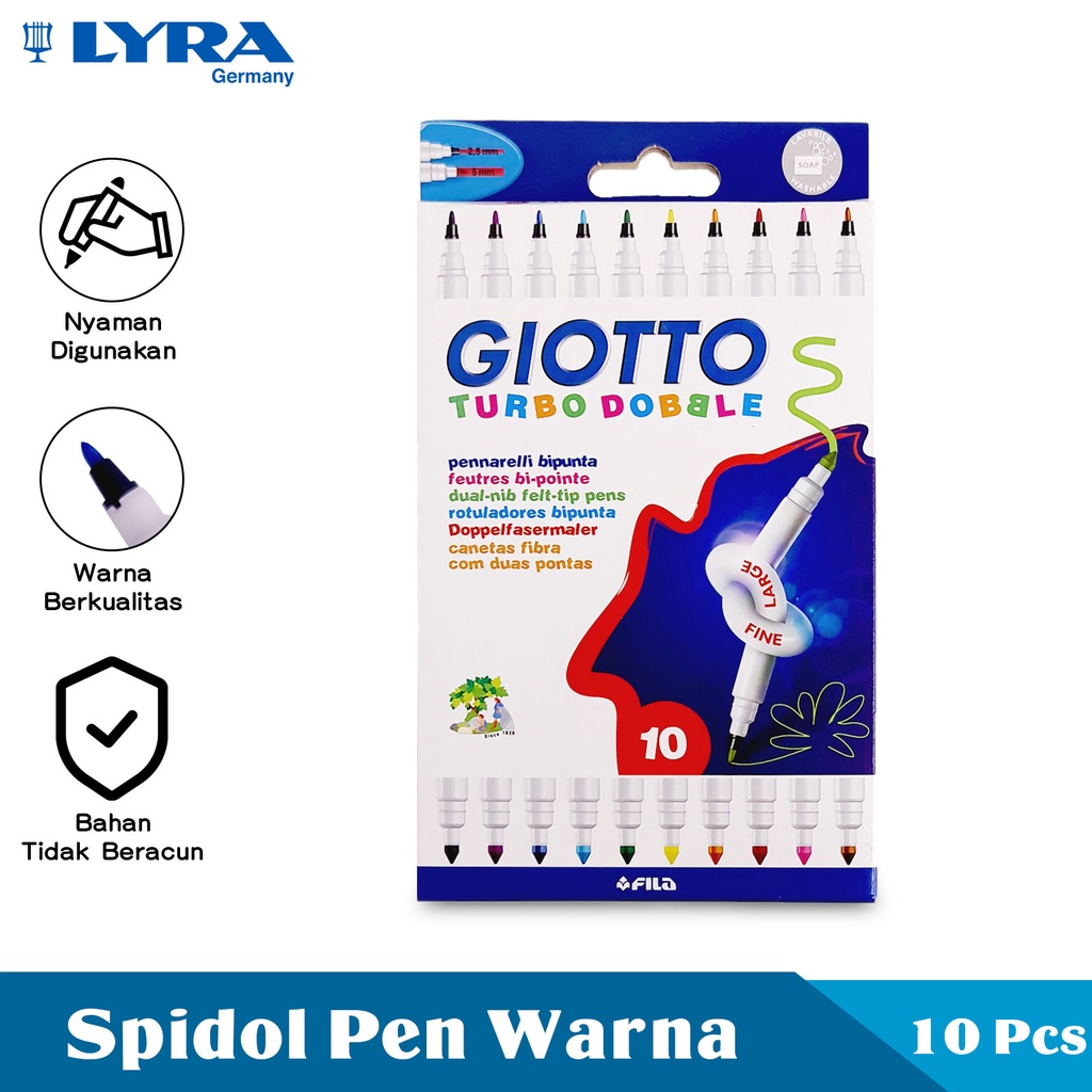 

Giotto Turbo Dobble Spidol Pulpen Sikat 10 Warna Dengan Dua Ujung Colors Brush Pen Fine Large LYR-424600