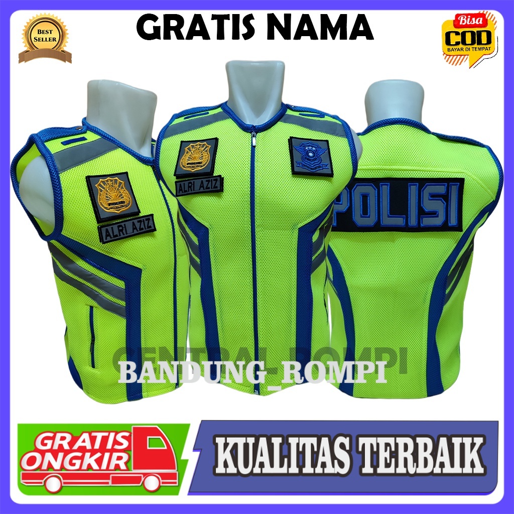 Bandung_Rompi Rompi Polisi Doublemesh Variasi Strip Biru/Biasa | Rompi Polri | Rompi Polantas | Romp