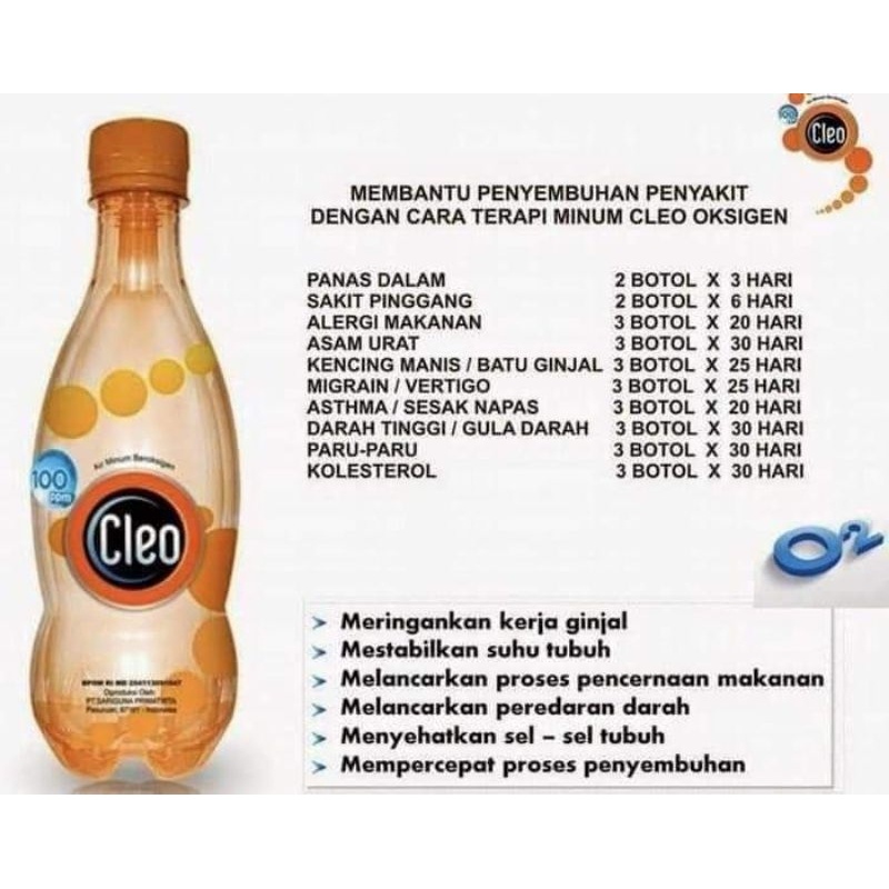 

1 Dus Air Cleo Oxigen 100 PPM 24 Botol @500ml