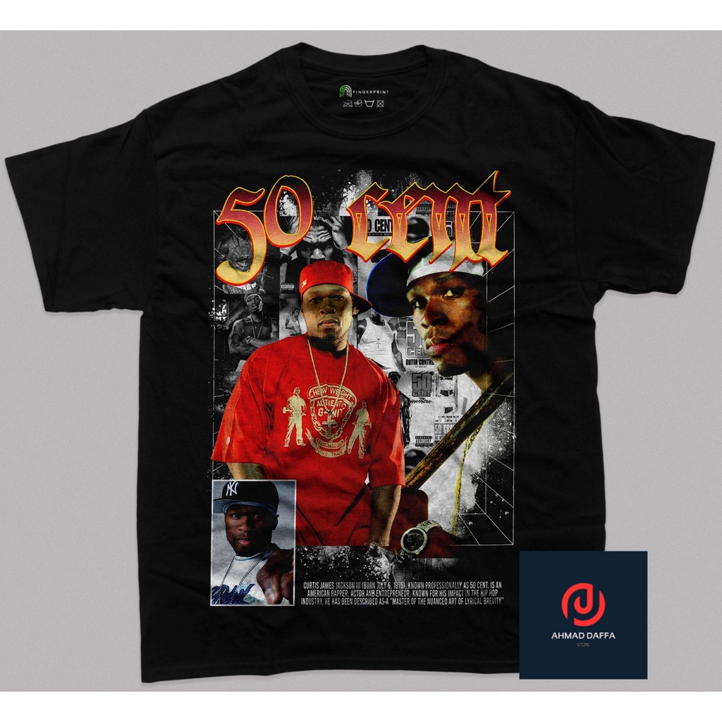 VINTAGE - 50 Cent T-Shirt - Baju - Kaos - Baju Kaos Vintage- Cotton Combed 24s