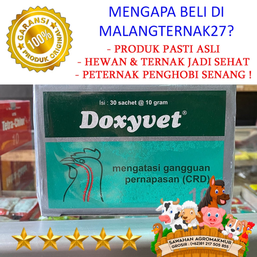 1 box doxyvet 10 gram isi 30 sachet obat ngorok pilek unggas crd ayam aduan bangkok broiler pejatan