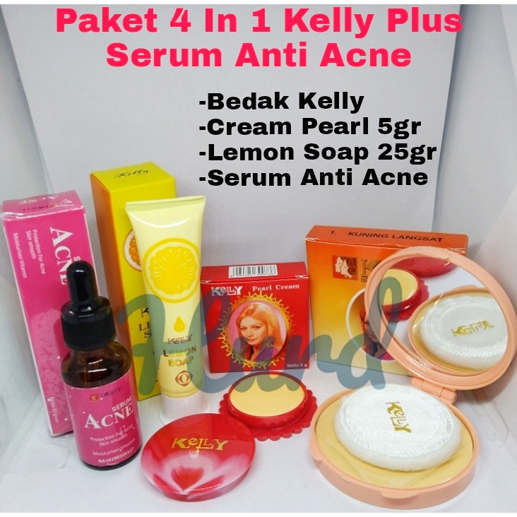 Hurd Store Paket Kelly 4 in 1 Plus Serum - Pearl Cream Kelly 5gr + Kelly Lemon Soap 25gr + Bedak Kel