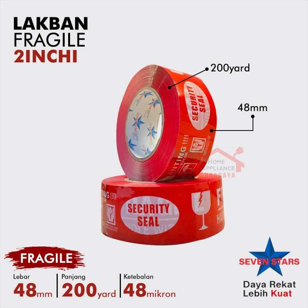 

SEVEN STAR Tape Isolasi Lakban FRAGILE OPP Merah 2 Inch 48mm x 200 Yard - 48mm x 200Yard