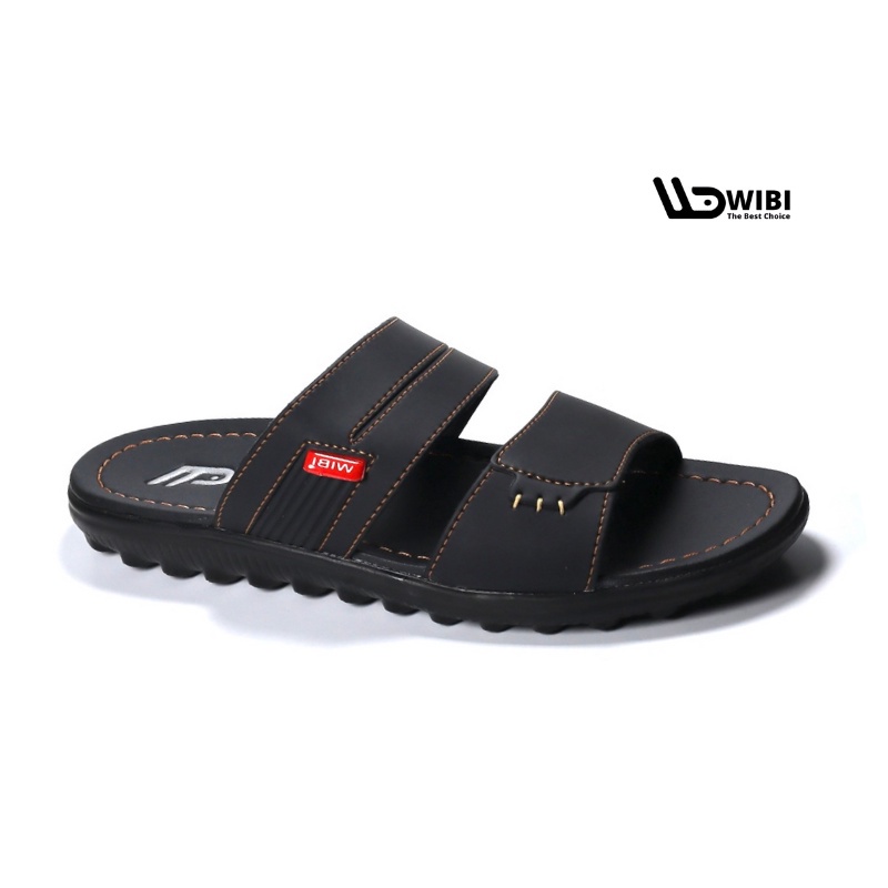 Sandal Kulit Slide Selop Pria Dewasa Ban 2 Original Wibi S23 - 03 - WIBI 39-43 JKT Public Low Black