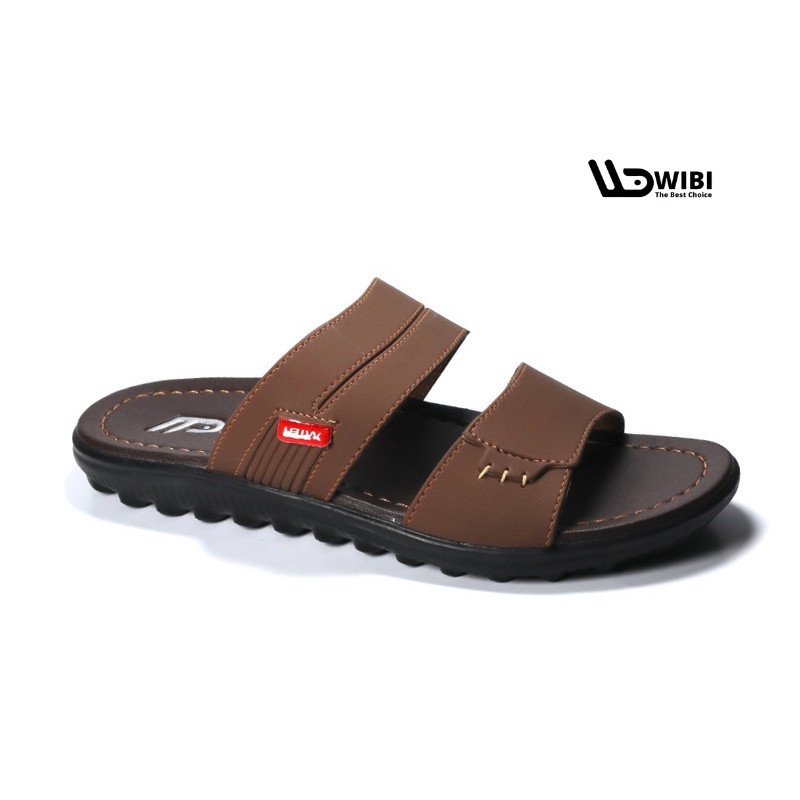 WIBI 39-43 JKT Public Low Mocha - Sandal Kulit Slide Selop Pria Dewasa Ban 2 Original Wibi S23 - 02