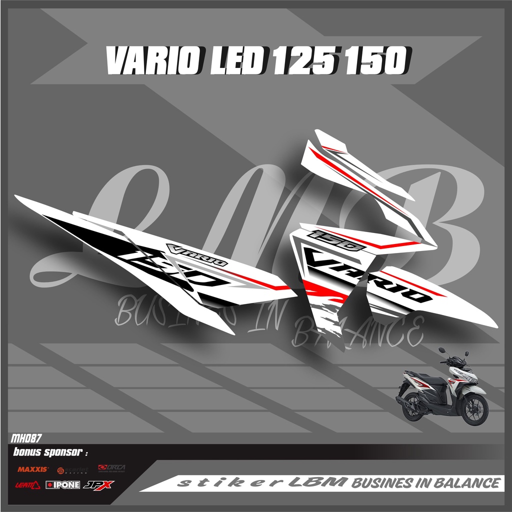 stiker striping list Variasi Vario 125 & 150 2015 - 2017 STIKER MOTOR VARIO VARIASI HITAM PUTIH