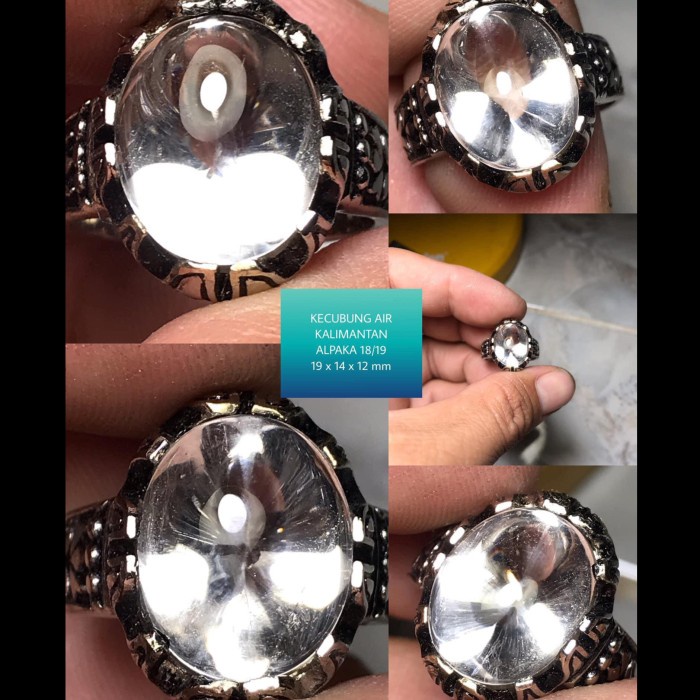 Cincin Batu Akik Natural Motif Kecubung Kalimantan Air Bersih Antik