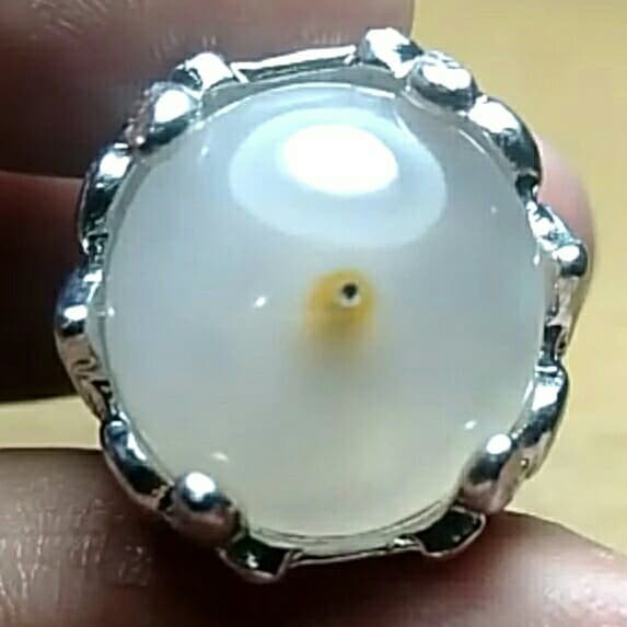 Cincin Batu Akik Motif Mata Susup Tengah Simetris Antik