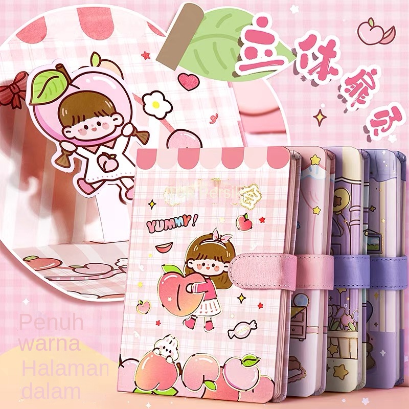 

Buku Catatan Gadis Cantik Seri Manis: Buku Catatan Indah A6 dengan Halaman Penutupan 3D dan Halaman Berwarna Penuh untuk Catatan dan Harian yang Menggemaskan