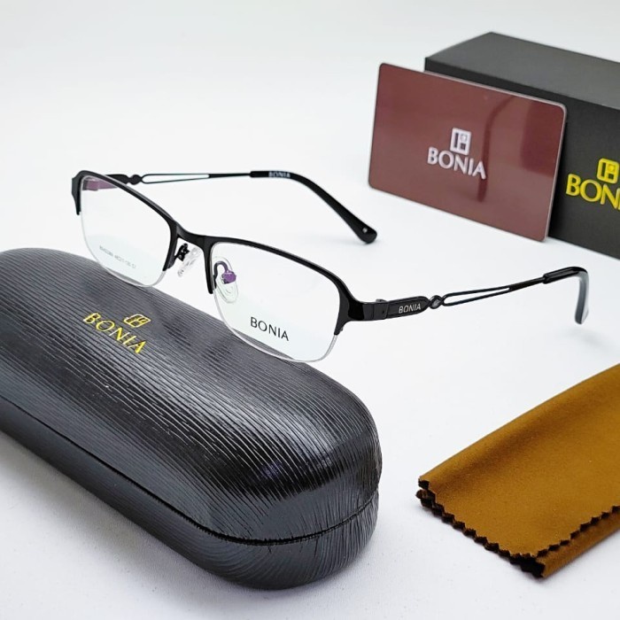 frame kacamata wanita bonia BE40238M titanium ringan grade original - Hitam TM