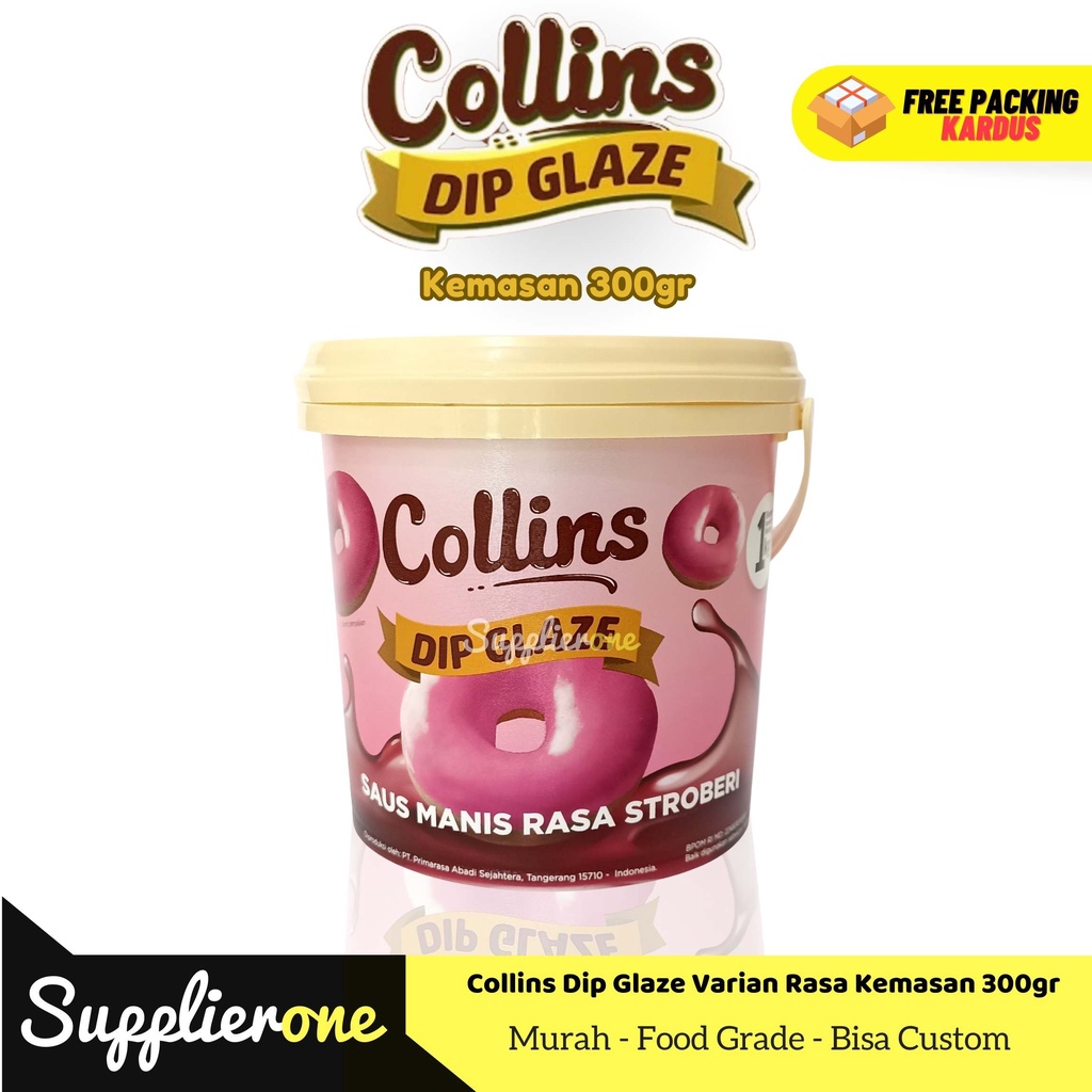 

Collins Dip Glaze Strawberry 300g / Dip Glaze / Dip Glaze Collins / Toping Donat / Toping Es kulkul /Toping Roti bakar / Toping Kue