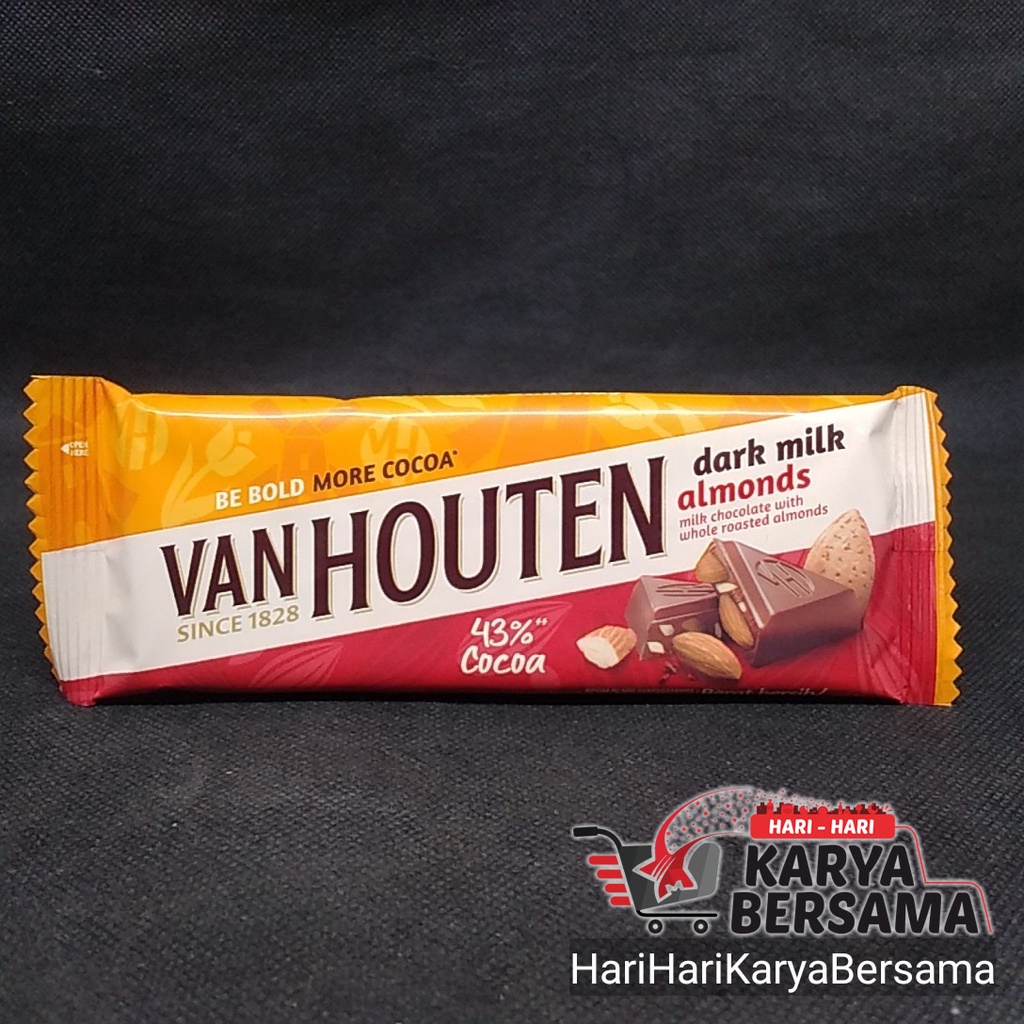 

VAN HOUTEN CHOCOLATE DARK MILK ALMONDS 43% COCOA 40GR