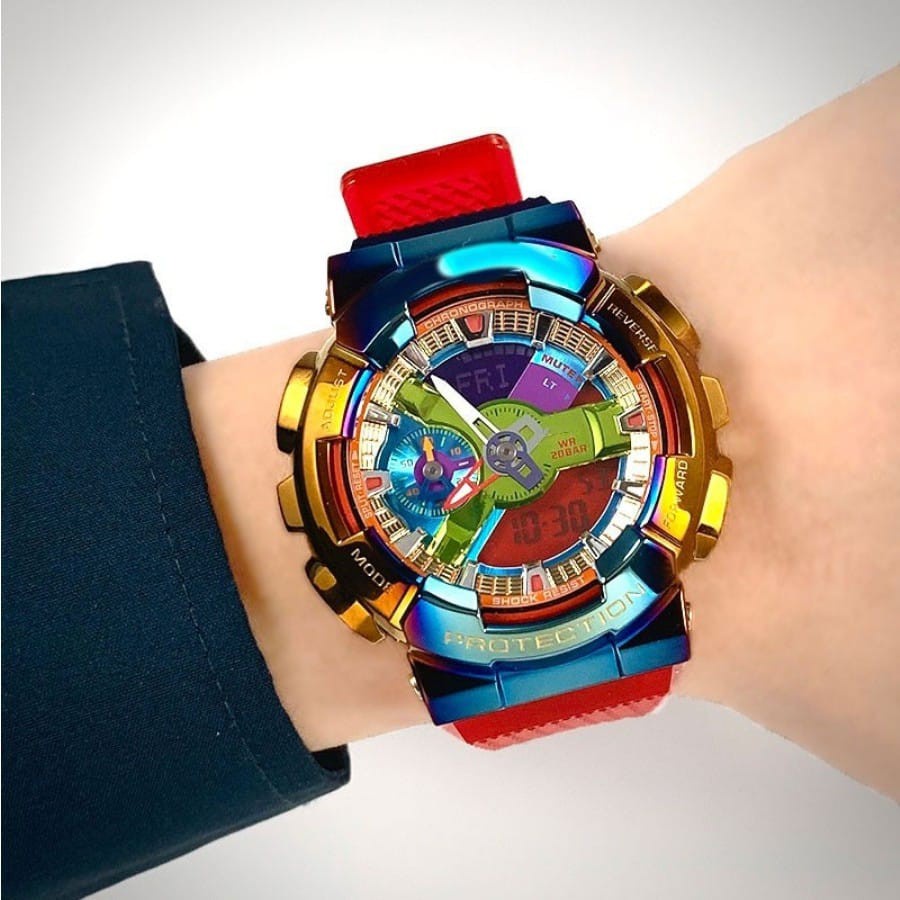 【COD】 Jam tangan Casio G-Shock GM 110RB Termurah Rainbow Watch Waterproof Dual Display Sports Watch