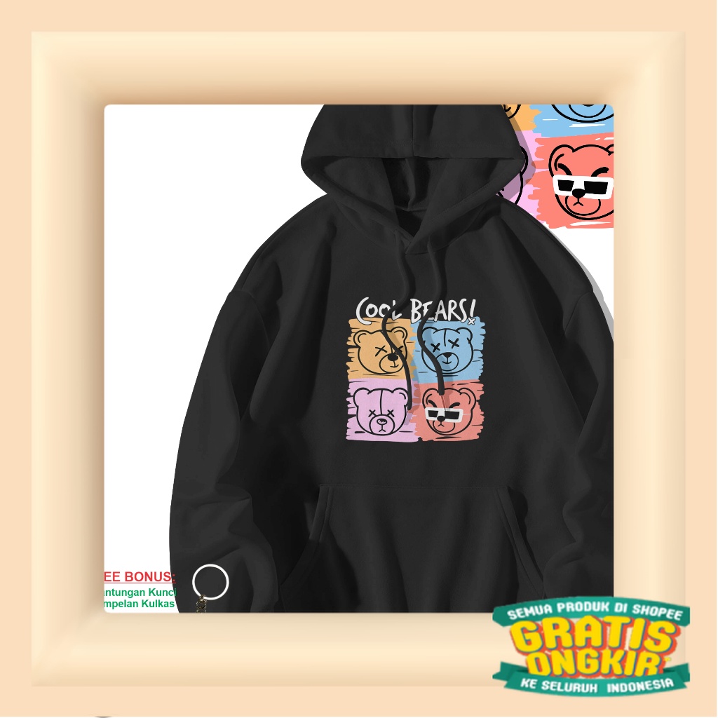 Sweater Wanita Hoodie Oversize COOL BEARS | Hodie Jumbo Pria Distro Bahan FLeece 300 GSM Pasangan Co