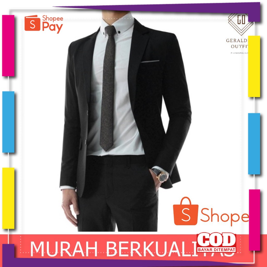PREMIUM KOREAN STYLE / Jas pria hitam jas nikah jas wisuda jas pernikahan jas formal hitam