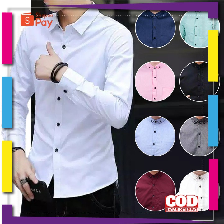PREMIUM KOREAN STYLE / Kemeja Pria Slim Fit Kemeja Polos Premium Kemeja Kerja Kemeja Warna Suplier P