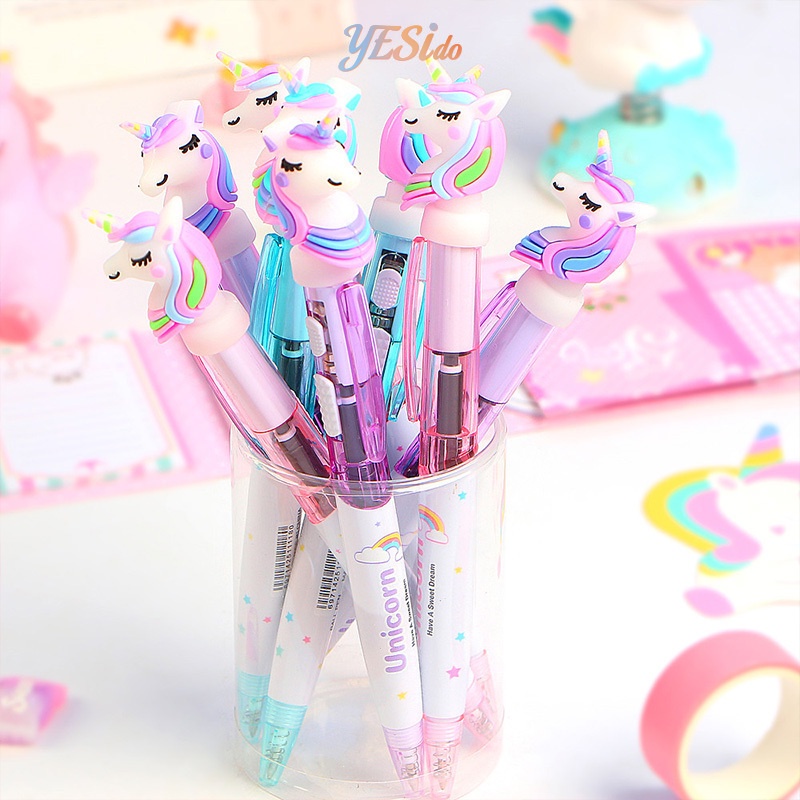 

COD✨ Pena Lampu Unicorn Lucu Kreatif Luminous Press Type Ballpoint Pena 0.5mm Office Signature Pen-YES