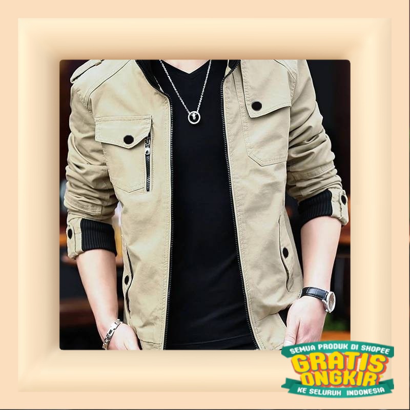 JAKET PRIA BOMBER MILITARY KLASIK NWS PROJECT/ Black tosca 2 3 warna