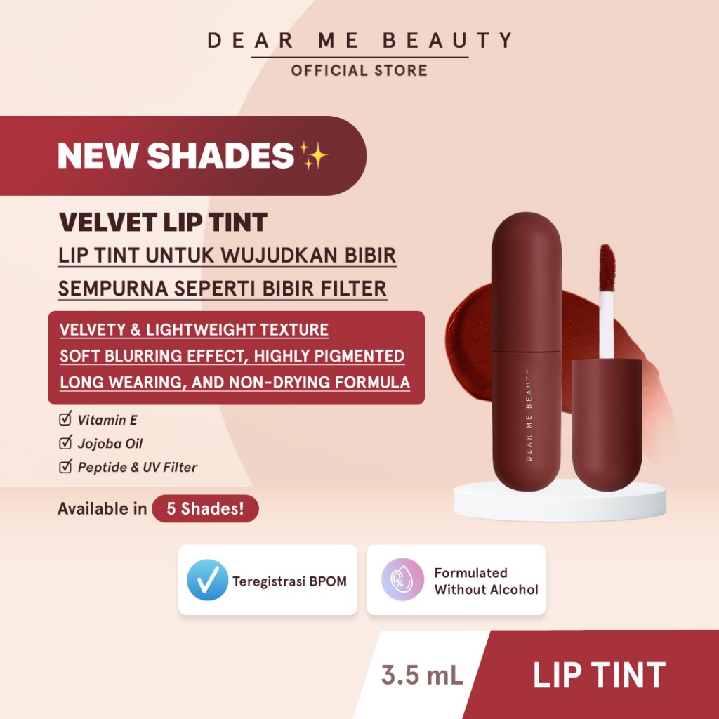 	 Dear Me Beauty Velvet Lip Tint Liptint Tahan Lama	