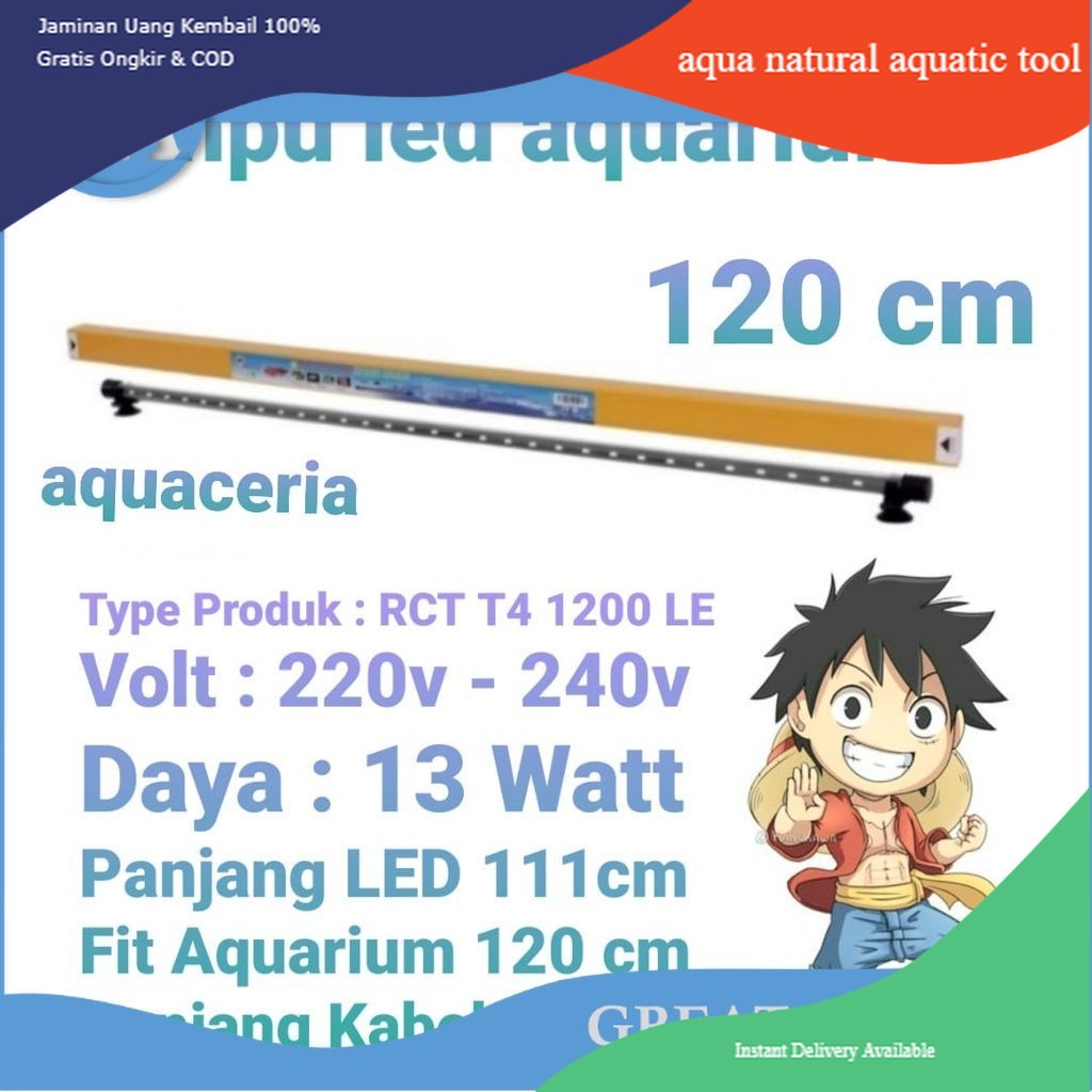 lampu led aquarium panjang 120 cm RECENT RCT 1200