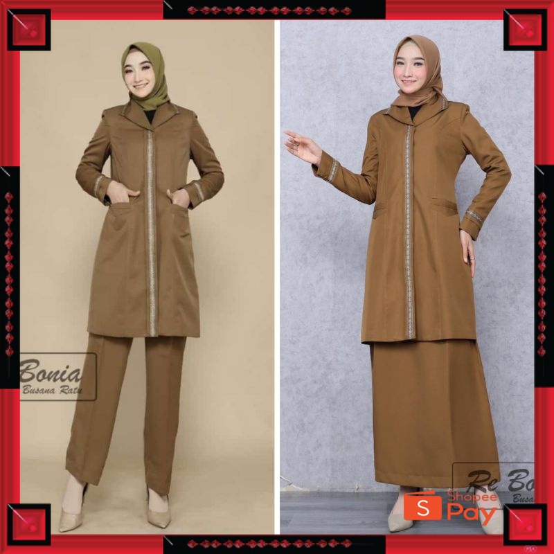 12.12 SERAGAM SALE / stelan blezer kheki tua tunik celana/ seragam pemda wanita terbaru kheki tua/ b
