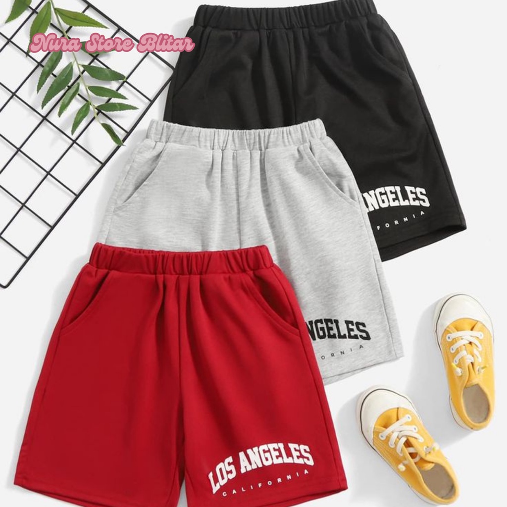 Celana Jogger Pendek Anak Remaja Tanggung Laki Laki Perempuan Usia 4 - 18 Tahun Kulot Harian Santai 