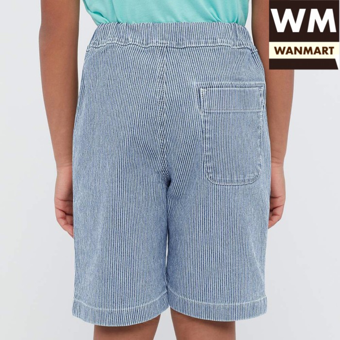 UNIQLO Kids Boys Celana Pendek Anak Laki-Laki Relax Garis Blue