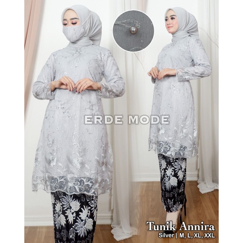 TERLARIS Hiyon Kebaya - Tunik Tile Aqila Jumbo Ld 120 Set Rok Plisket Batik Baju Kondangan Modern