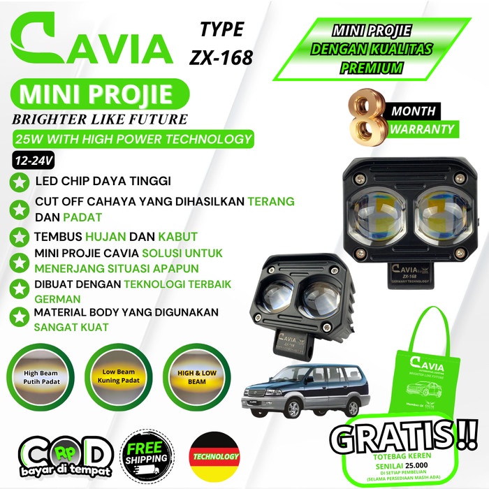 CAVIA-PREMIUM MINI PROJIE LAMPU TEMBAK 2 3 MATA LED FOGLAMP KIJANG KAPSUL